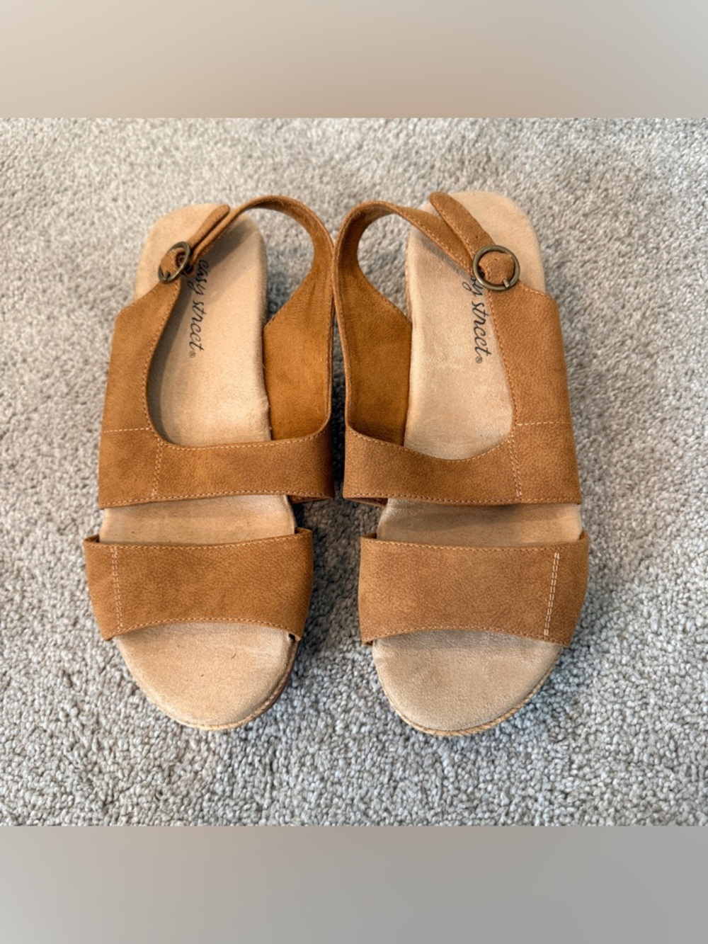 Easy Street Gannett Tan Wedge Sandals Espadrille Slingback 9 Style: 31-1614